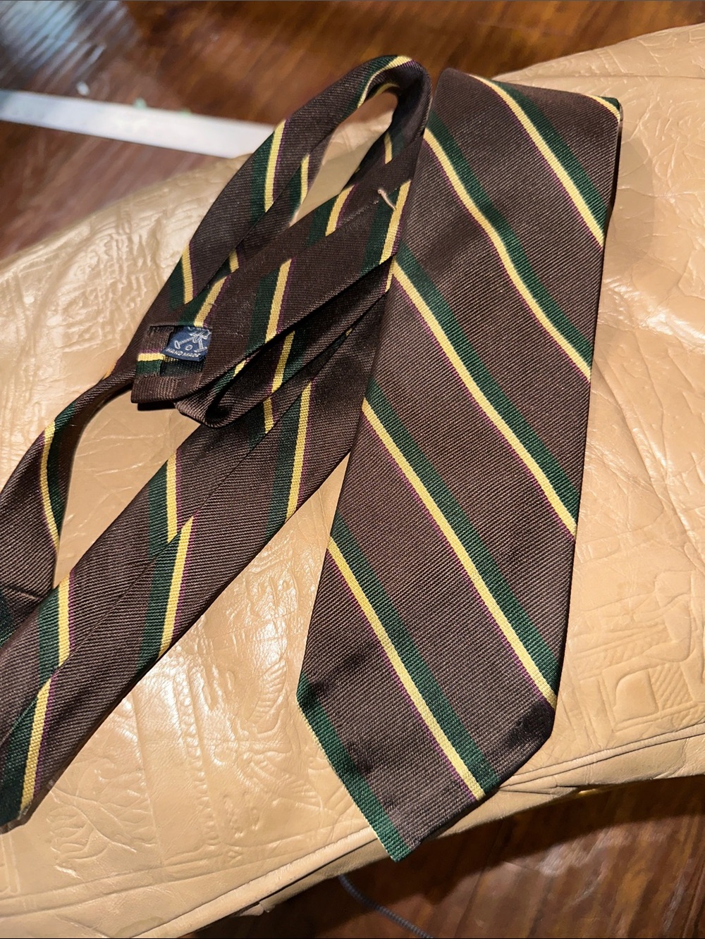 Vintage Polo Ralph Lauren Silk Repp Regimental Stripe Tie USA Handmade